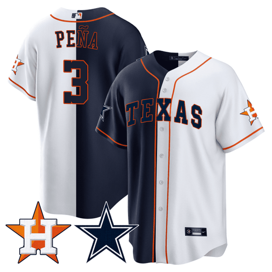 Men's Split Astros - Cowboys Cool Base Jersey - All Stitched