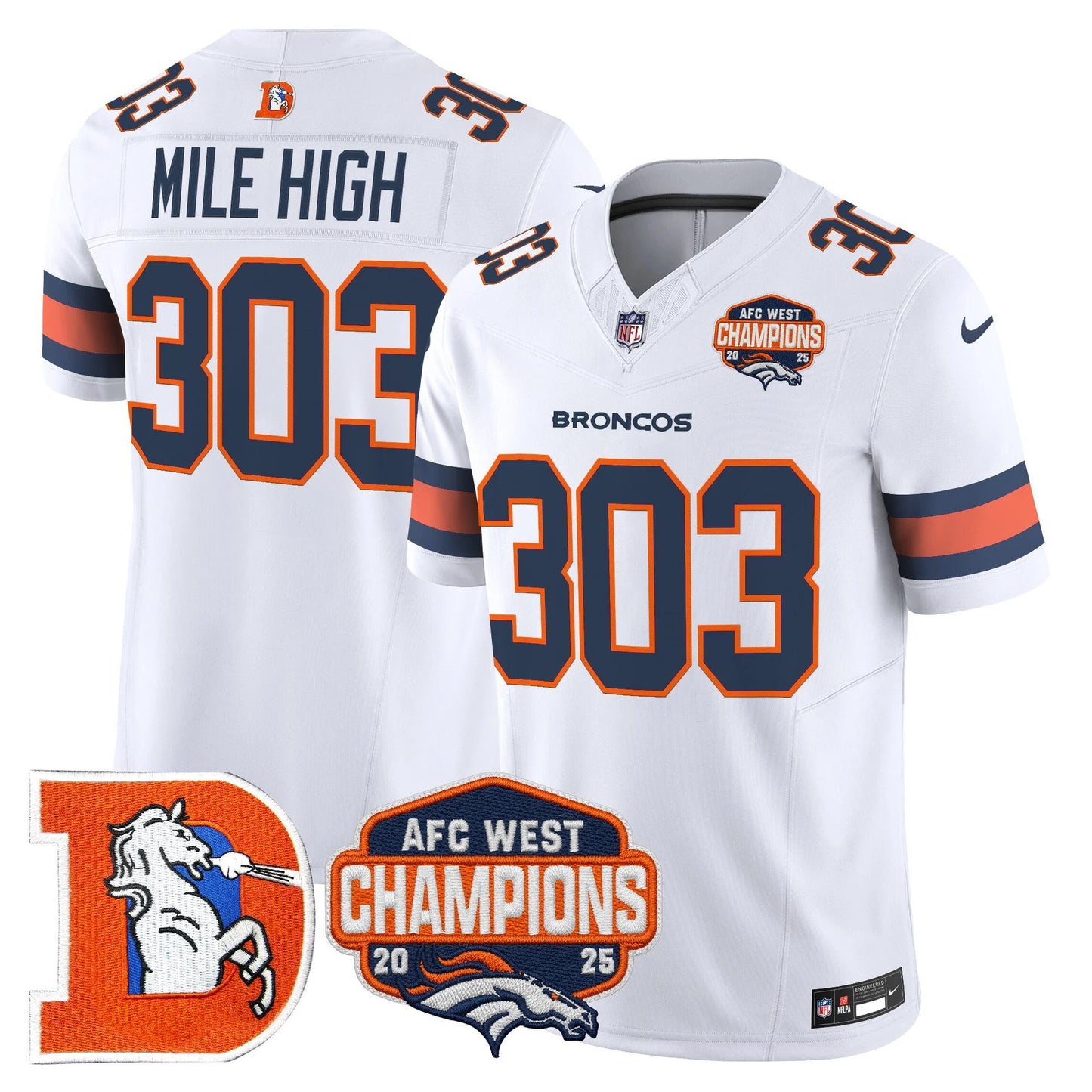 Men's Denver Broncos Throwback Vapor Limited Jersey - 2025 AFC West Division Champions Patch - All Stitched