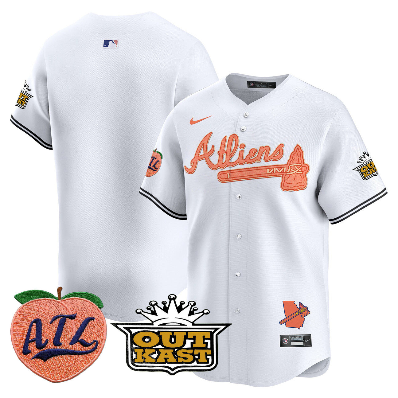 Men's Atlanta Braves Atliens & Peach Team Jersey - All Stitched