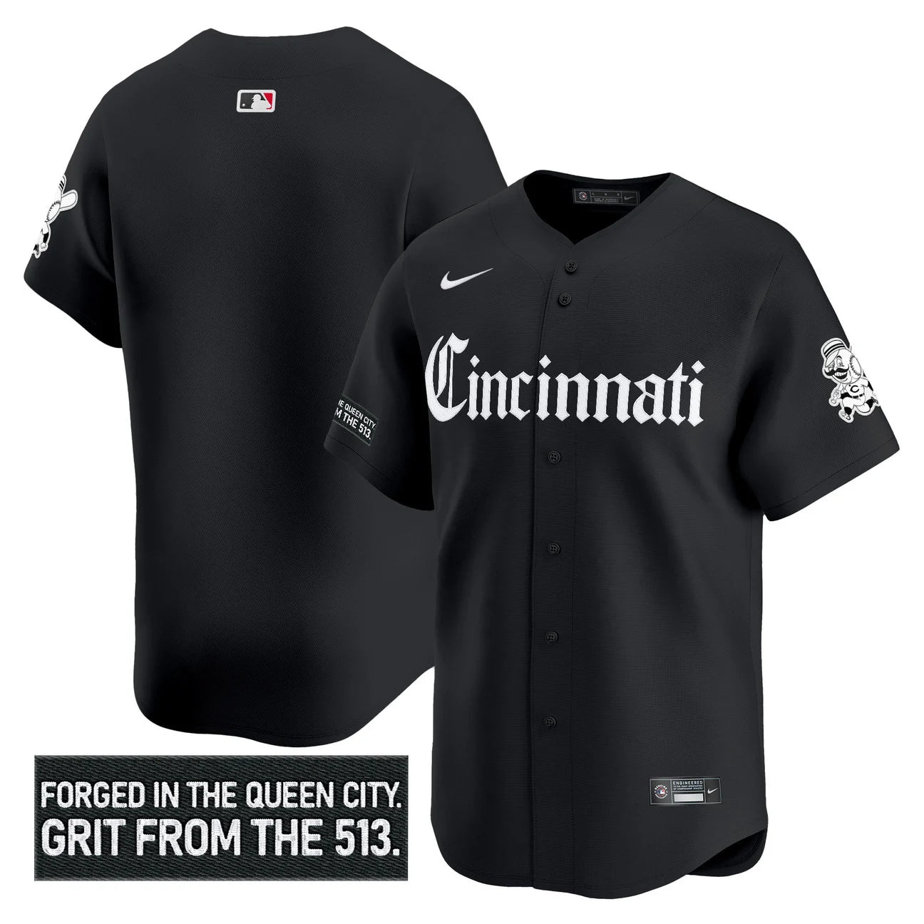 Cincinnati Reds 'Gothic Queen City Edition' Vapor Premier Limited Jersey - All Stitched - Black