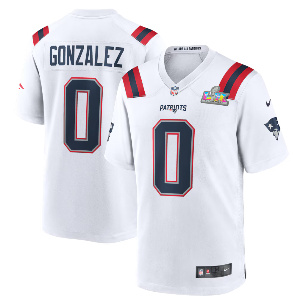 New England Patriots Road Game Super Bowl LX Patch Jersey - White