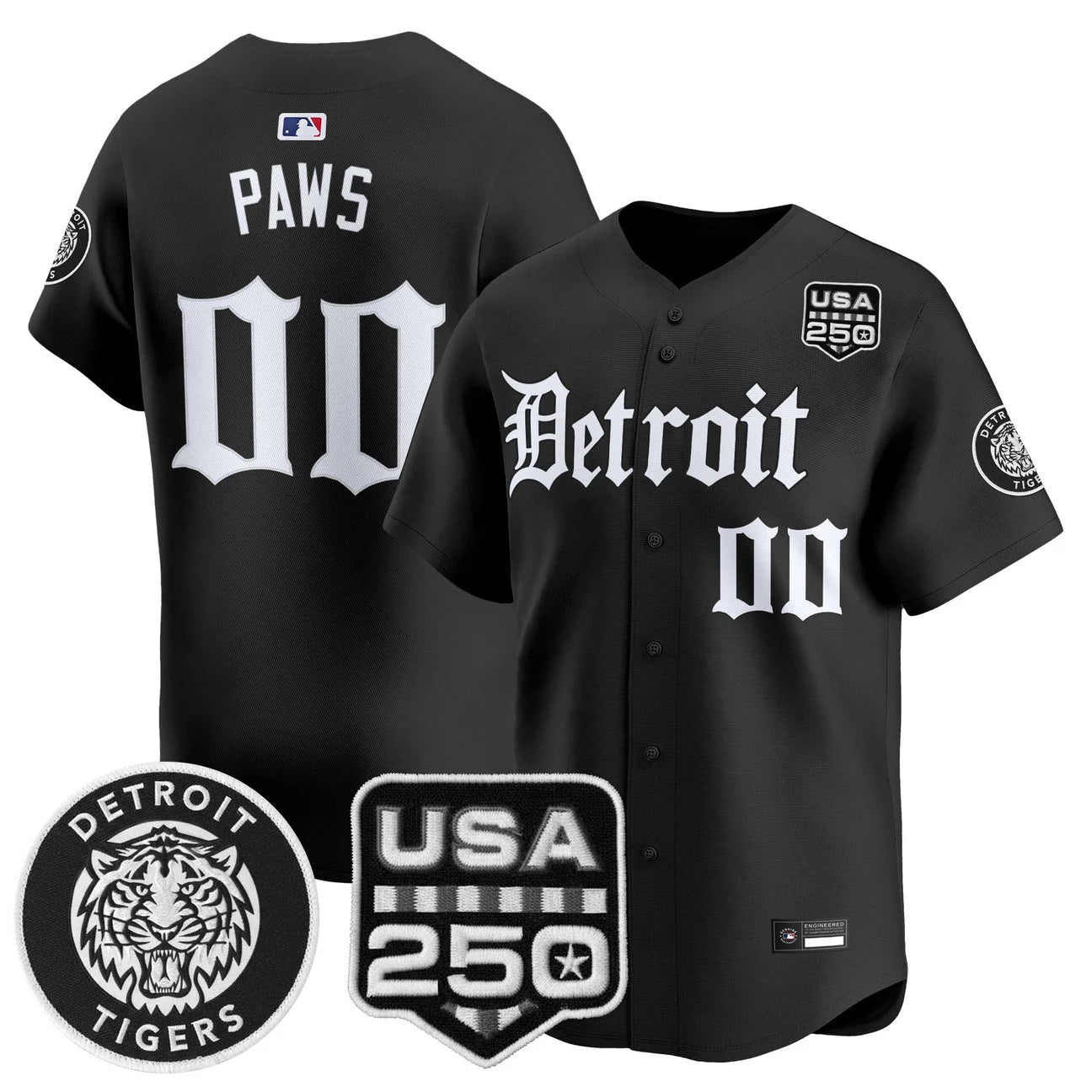 Detroit Tigers ‘Gothic Edition’ Vapor Premier Limited Jersey - All Stitched - Black