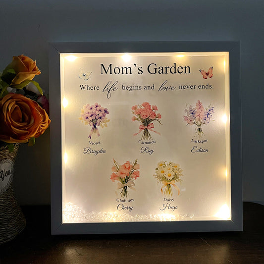 50% OFF✨Customized Mom's Garden Birth Flower Light Frame Box