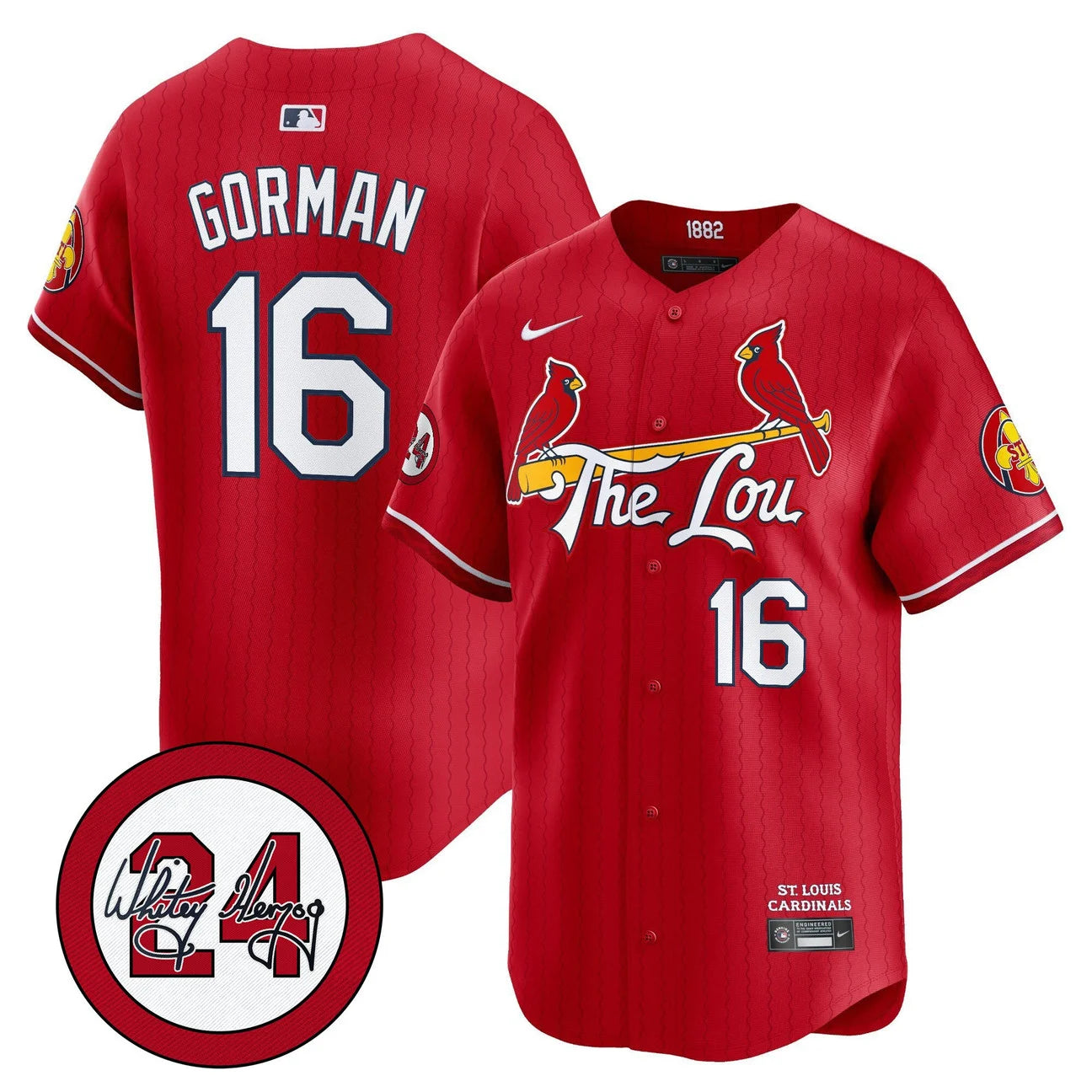 Men's St. Louis Cardinals Whitey Herzog Patch Vapor Premier Limited Jersey - All Stitched - Red
