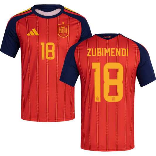 Men’s #18 Zubimendi 2026 World Cup Spain Jersey