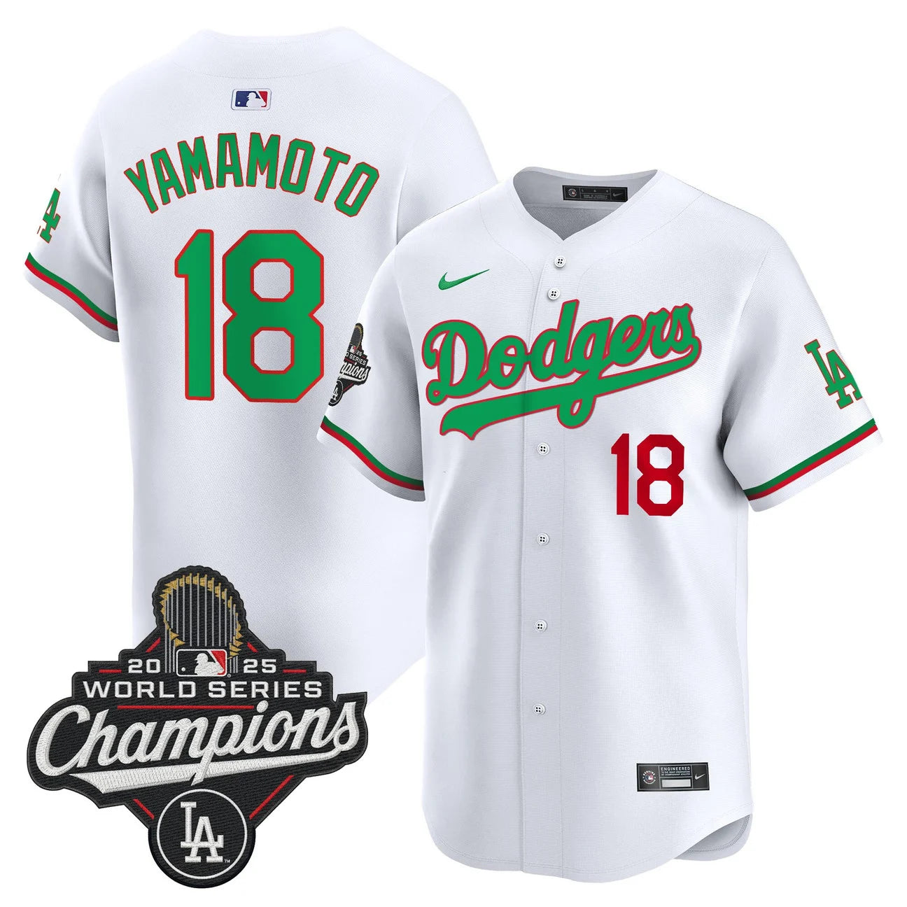Men's Dodgers Mexico 2025 World Series Champions Vapor Premier Limited Jersey V2 - All Stitched