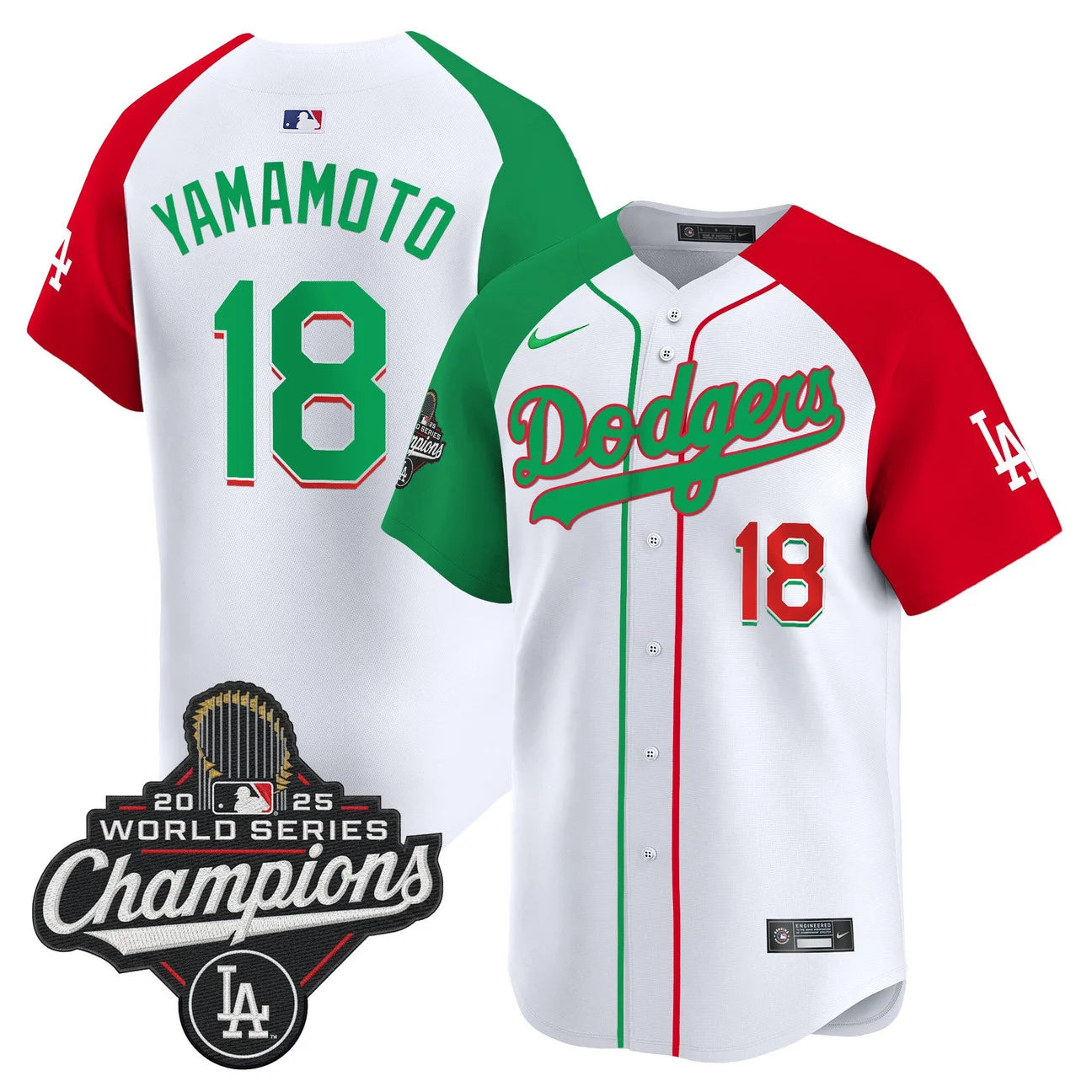 Men's Dodgers Mexico 2025 World Series Champions Vapor Premier Limited Jersey V2 - All Stitched