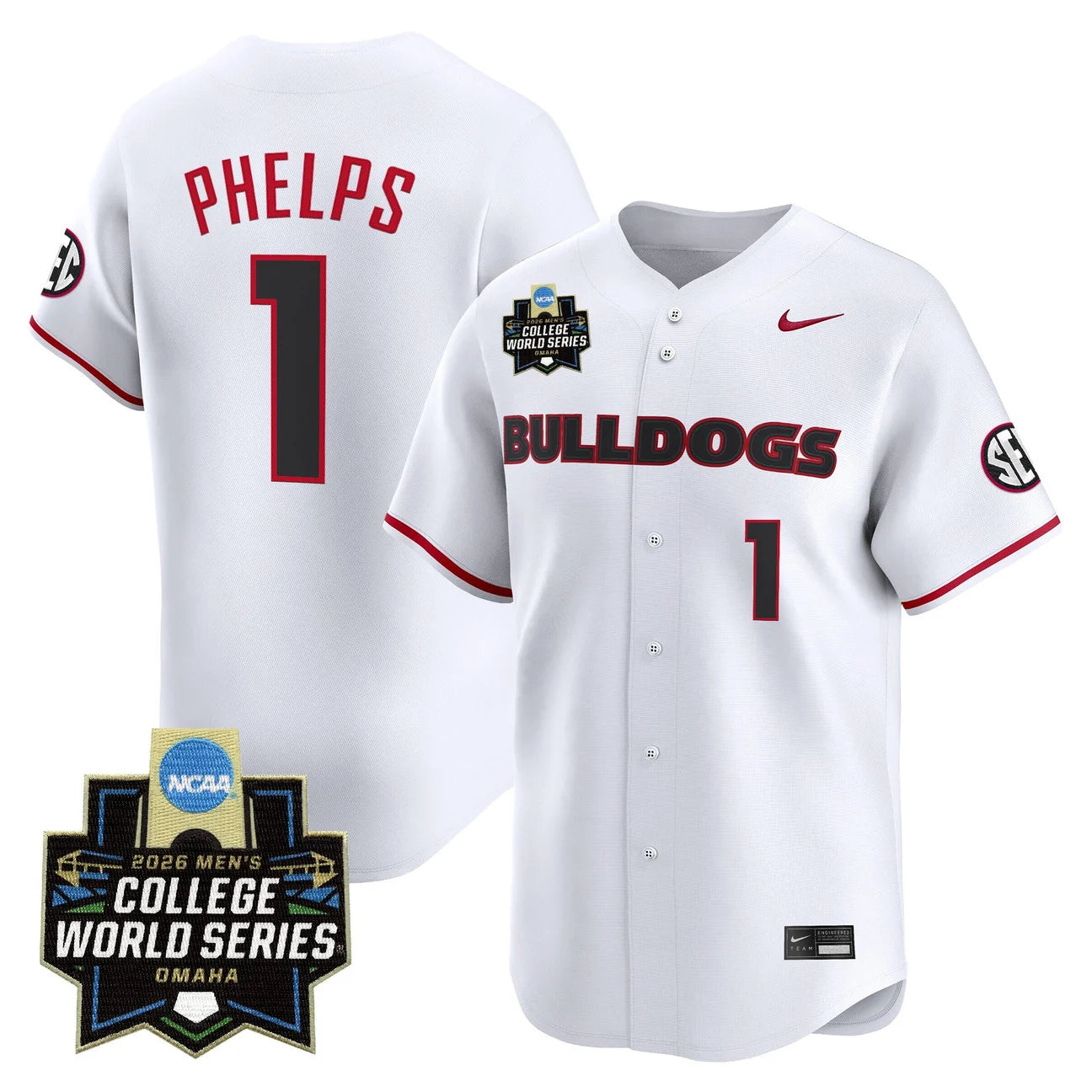 Men's Georgia Bulldogs Baseball 2026 World Series Vapor Premier Limited Jersey - All Stitched