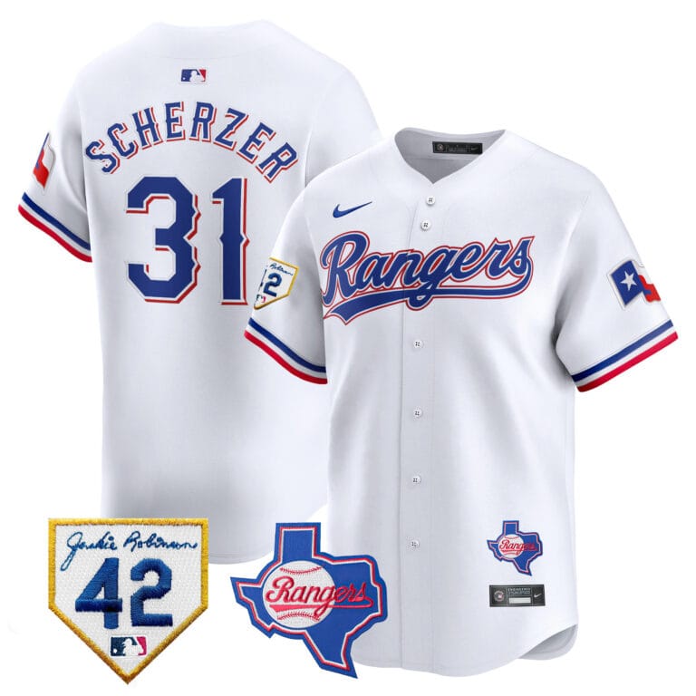 Men’s Texas Rangers 2024 Jackie Robinson Patch Vapor Premier Limited Jersey – All Stitched