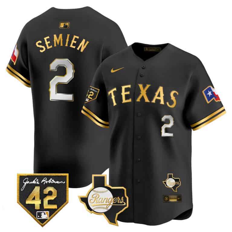 Men’s Texas Rangers 2024 Jackie Robinson Patch Vapor Premier Limited Jersey – All Stitched