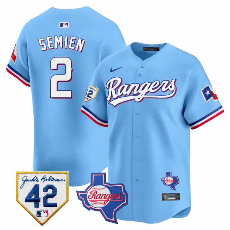 Men’s Texas Rangers 2024 Jackie Robinson Patch Vapor Premier Limited Jersey – All Stitched