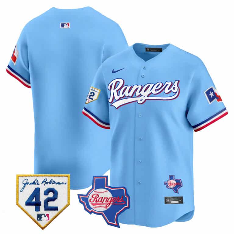Men’s Texas Rangers 2024 Jackie Robinson Patch Vapor Premier Limited Jersey – All Stitched