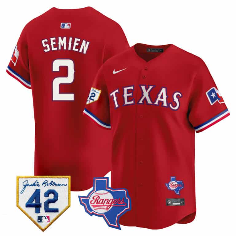 Men’s Texas Rangers 2024 Jackie Robinson Patch Vapor Premier Limited Jersey – All Stitched