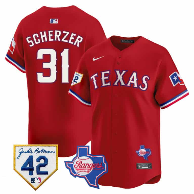 Men’s Texas Rangers 2024 Jackie Robinson Patch Vapor Premier Limited Jersey – All Stitched