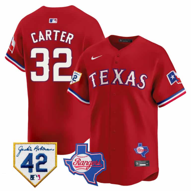 Men’s Texas Rangers 2024 Jackie Robinson Patch Vapor Premier Limited Jersey – All Stitched