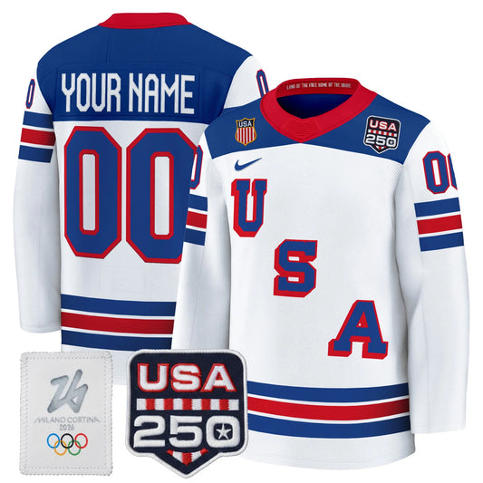 2026 USA Olympic 250America Patch Premium Custom Hockey Jersey