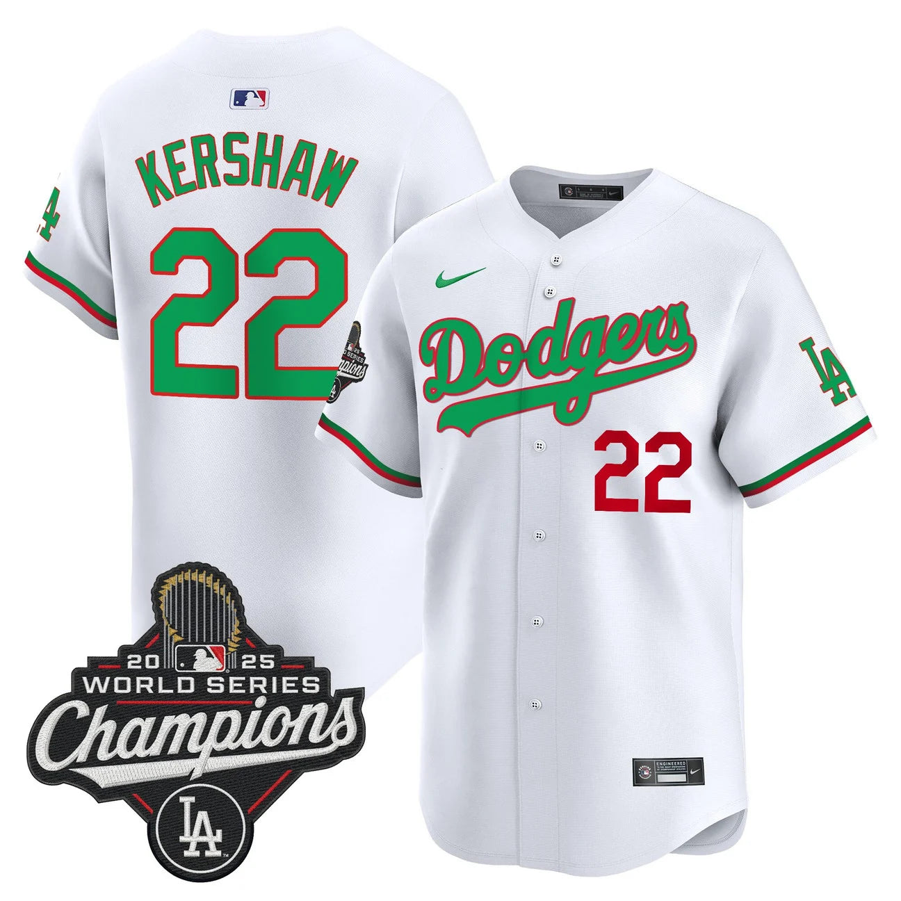 Men's Dodgers Mexico 2025 World Series Champions Vapor Premier Limited Jersey V2 - All Stitched