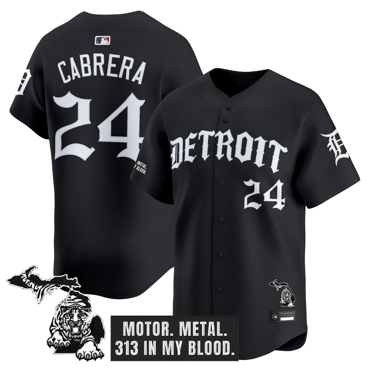 Detroit Tigers 'Old English Edition' Vapor Premier Limited Jersey - All Stitched - Black