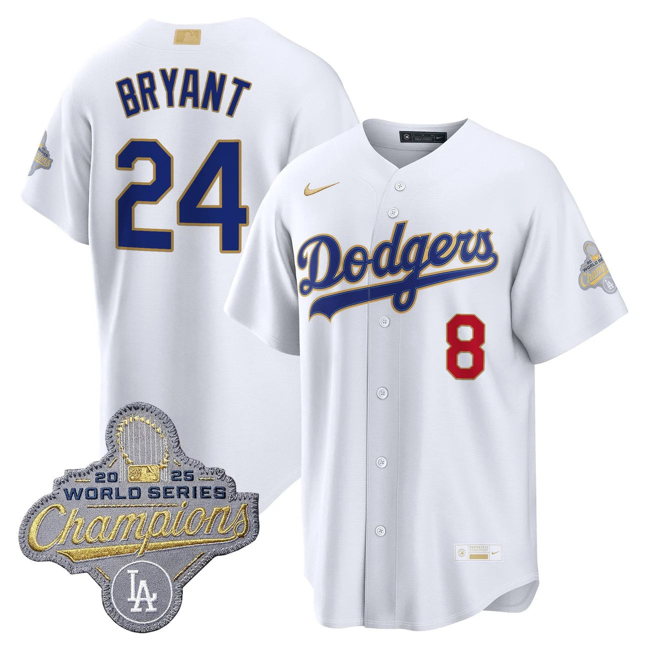Los Angeles Dodgers "Gold Collection" Premier Limited Jersey - All Stitched -White