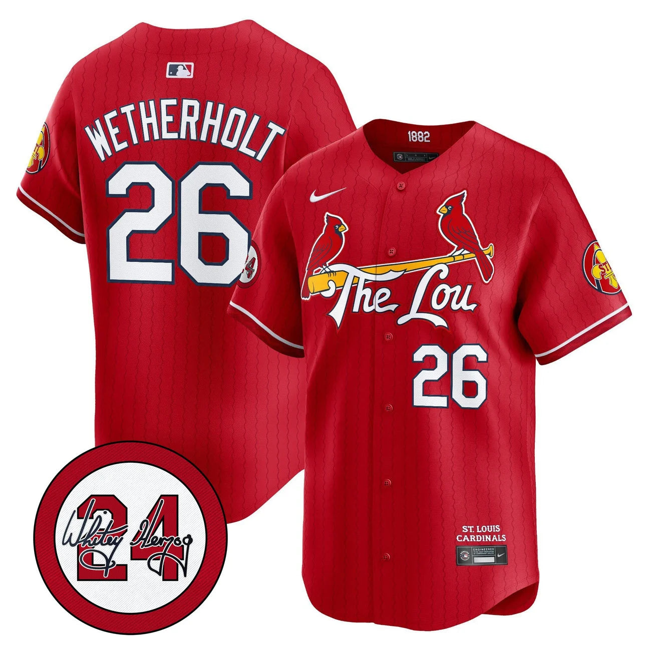 Men's St. Louis Cardinals Whitey Herzog Patch Vapor Premier Limited Jersey - All Stitched - Red
