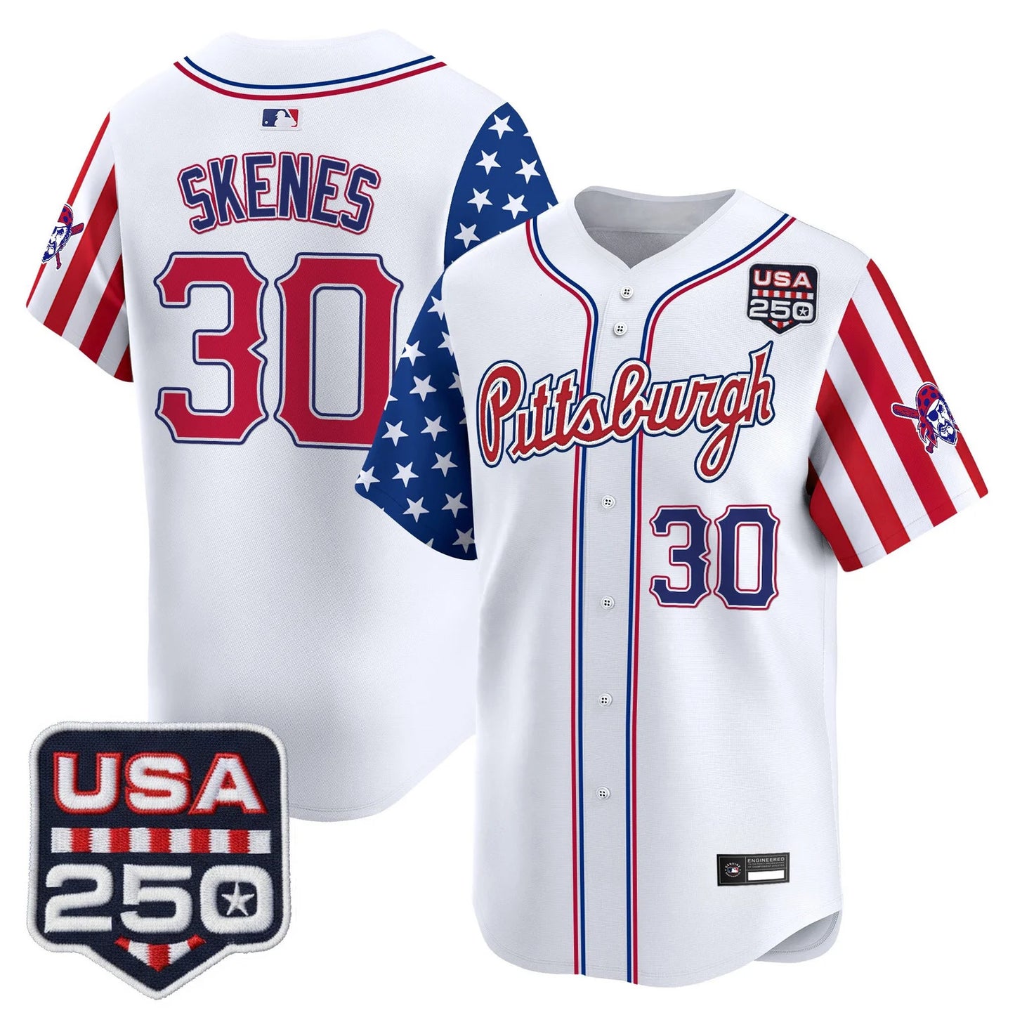 Pittsburgh Pirates "America250 Edition" Vapor Premier Limited Jersey - All Stitched - White