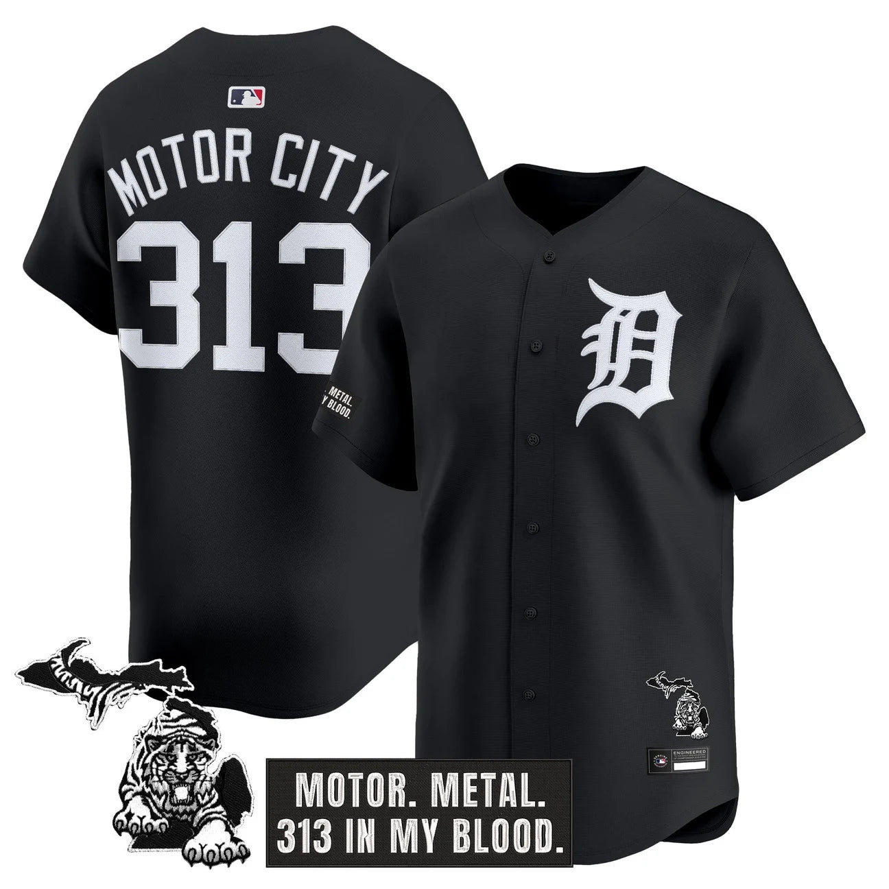 Detroit Tigers 'Old English Edition' Vapor Premier Limited Jersey - All Stitched - Black Limited