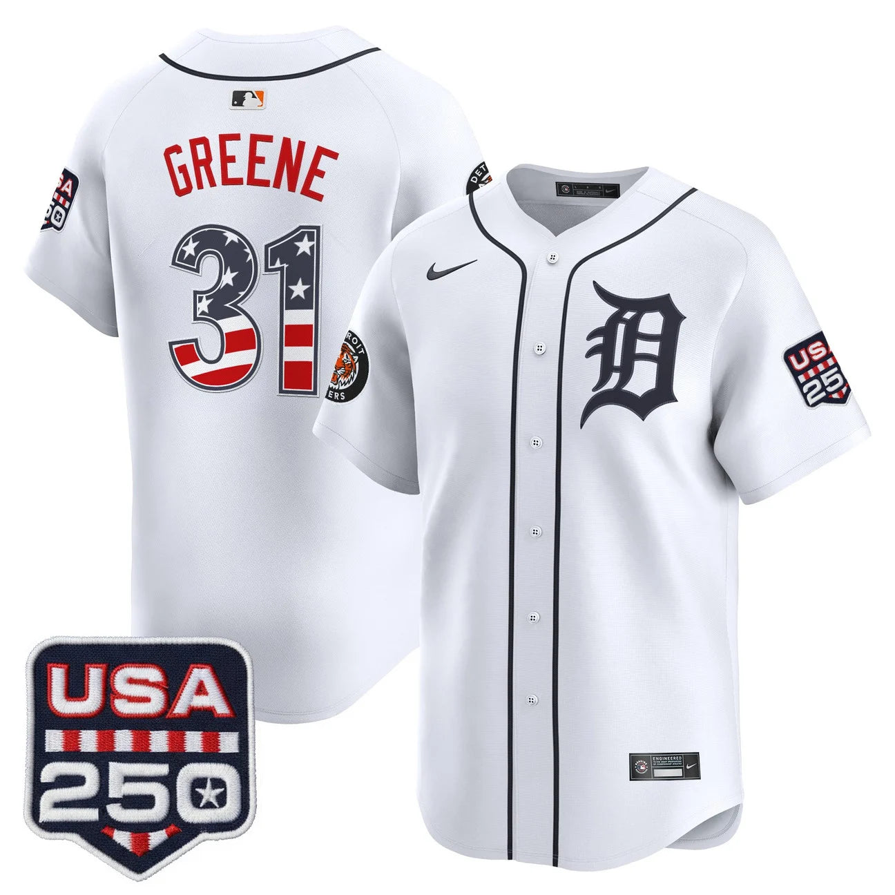 Men's Detroit Tigers USA 250 Fourth of July Vapor Premier Limited Jersey - All Stitched