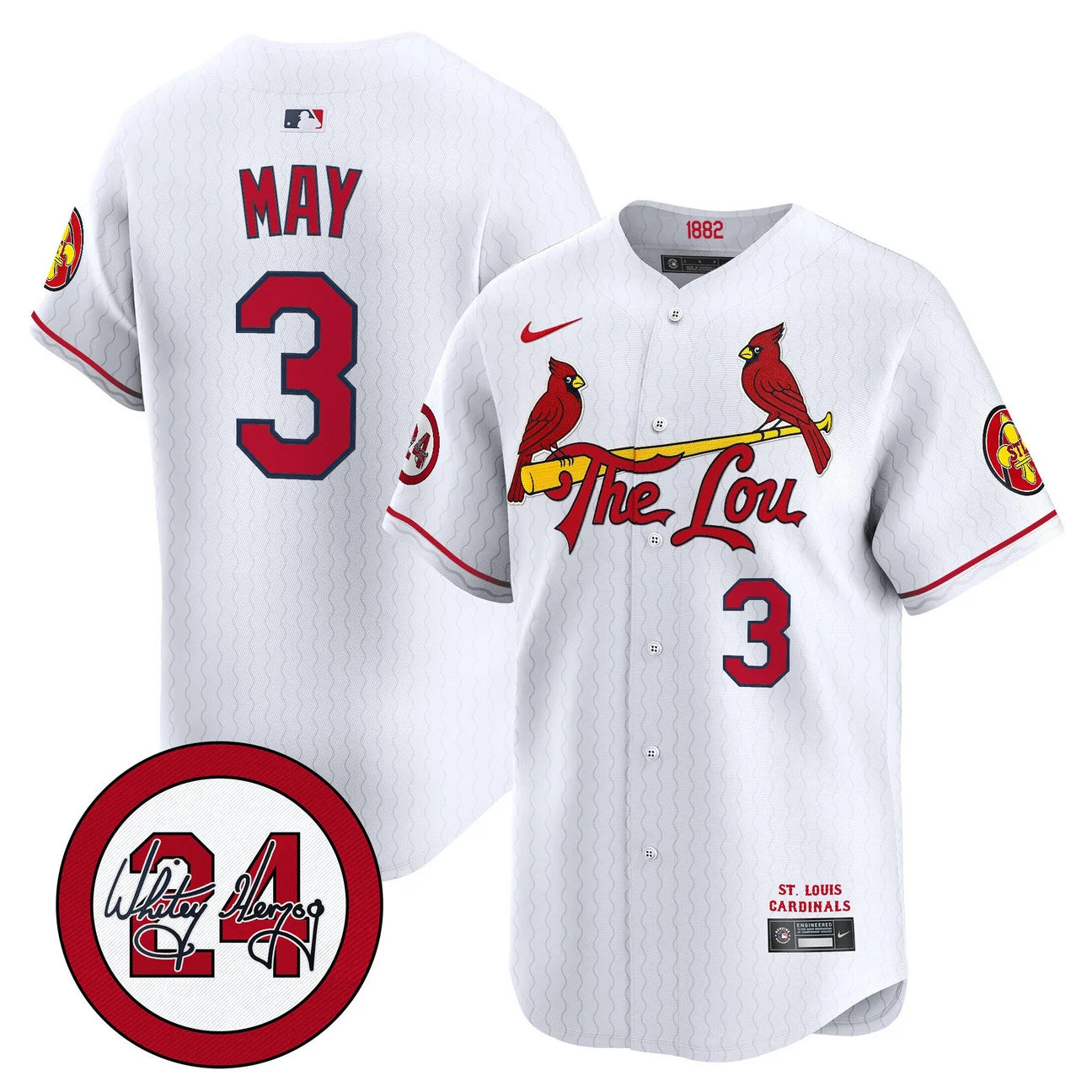 Men's St. Louis Cardinals Whitey Herzog Patch Vapor Premier Limited Jersey - All Stitched - White