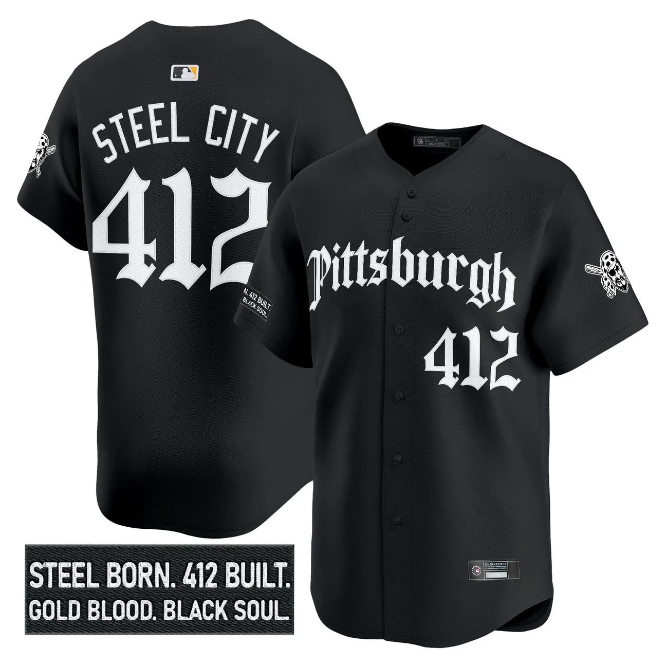 Men's Pittsburgh Pirates 'Gothic Steel City Edition' Vapor Premier Limited Jersey - All Stitched