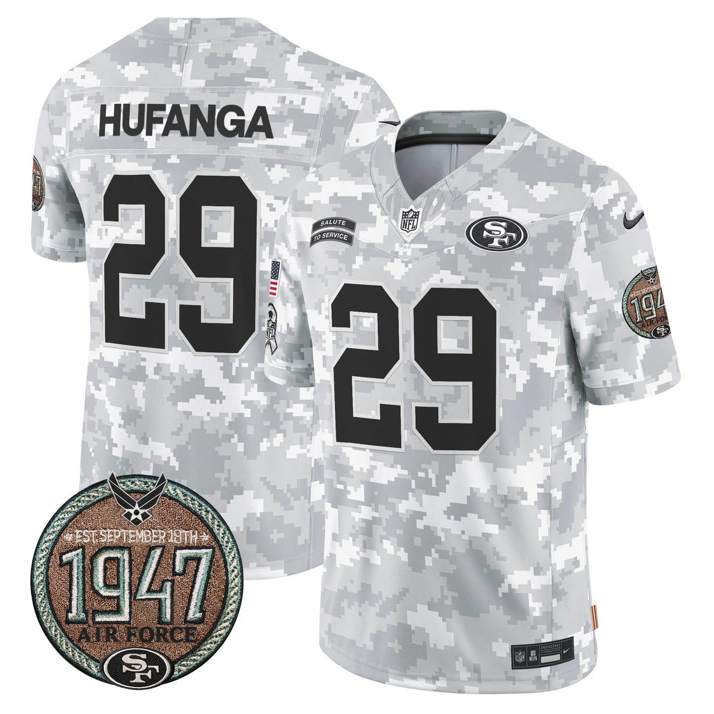 Men's San Francisco 49ers 2024 Salute to Service Establishment Year Patch Vapor Limited Jersey - All Stitched