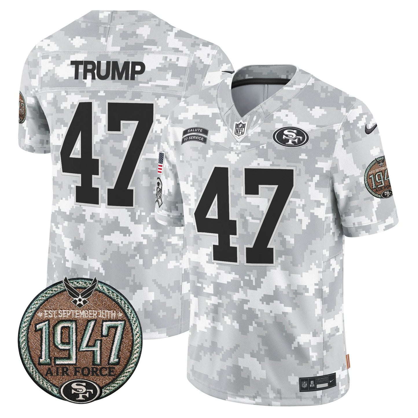 Men's San Francisco 49ers 2024 Salute to Service Establishment Year Patch Vapor Limited Jersey - All Stitched