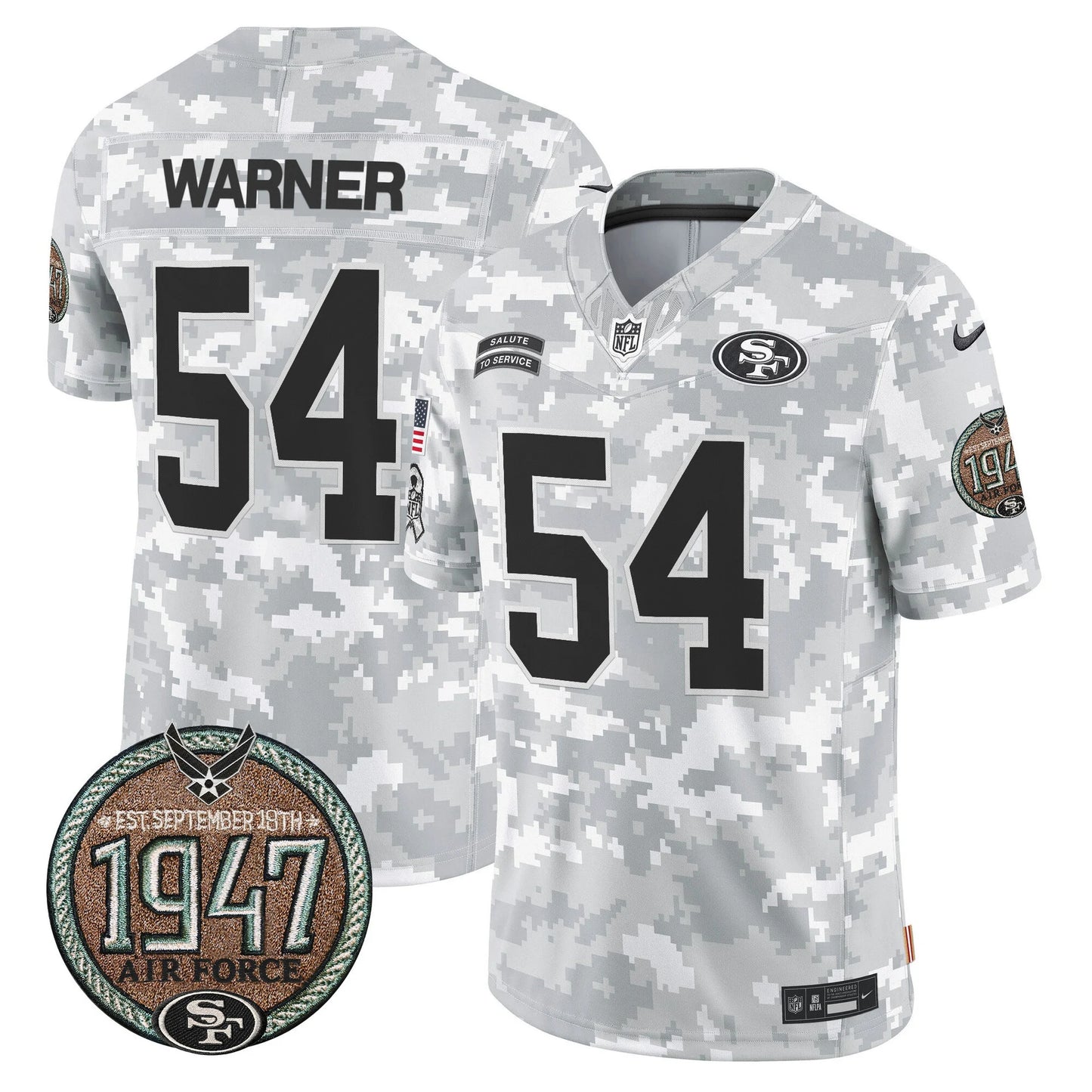 Men's San Francisco 49ers 2024 Salute to Service Establishment Year Patch Vapor Limited Jersey - All Stitched