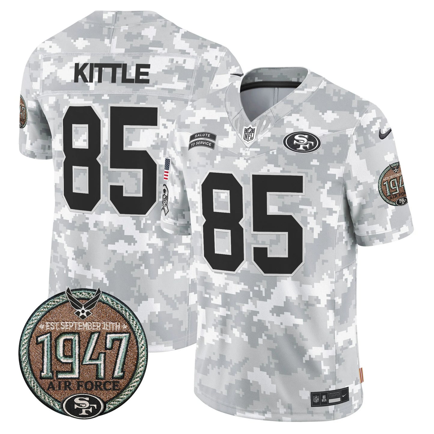 Men's San Francisco 49ers 2024 Salute to Service Establishment Year Patch Vapor Limited Jersey - All Stitched