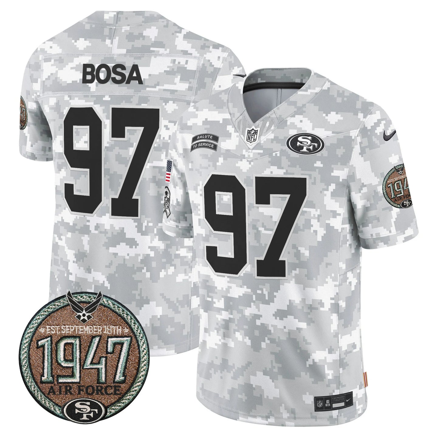 Men's San Francisco 49ers 2024 Salute to Service Establishment Year Patch Vapor Limited Jersey - All Stitched