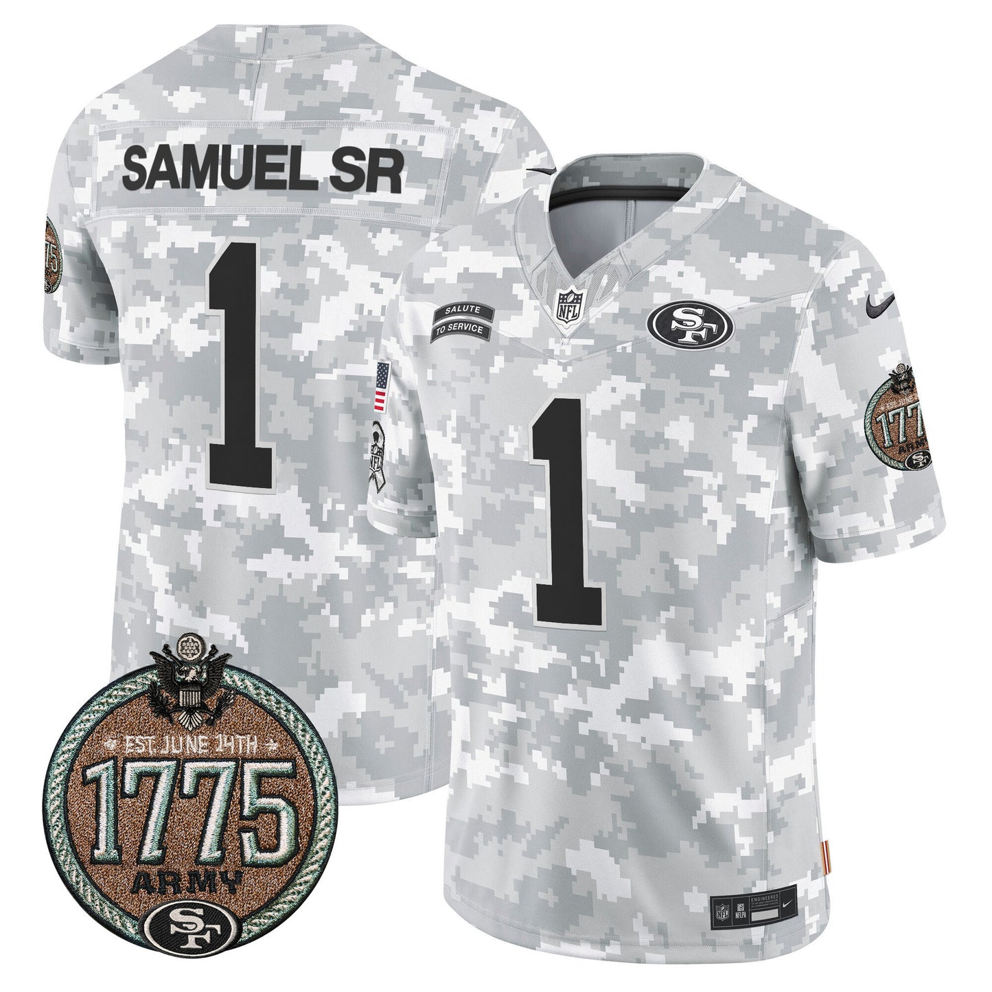 Men's San Francisco 49ers 2024 Salute to Service Establishment Year Patch Vapor Limited Jersey - All Stitched