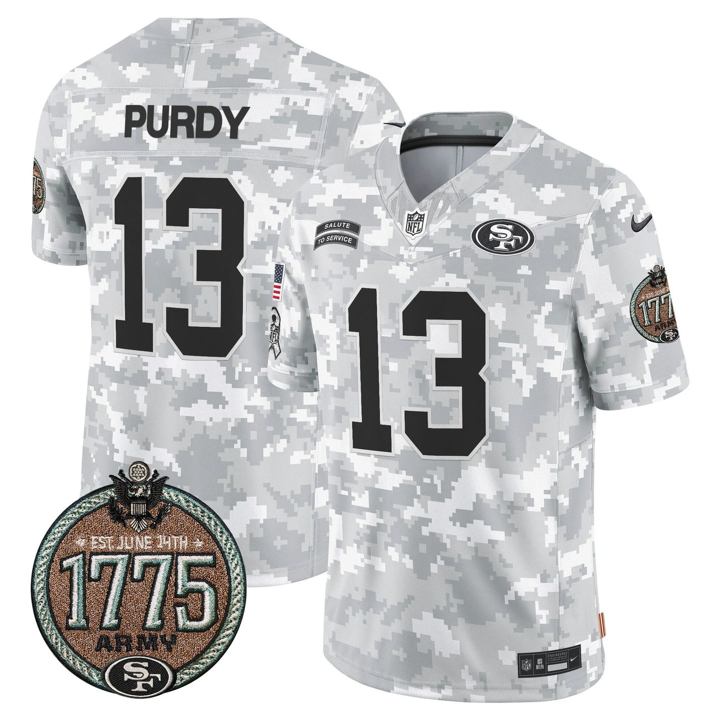 Men's San Francisco 49ers 2024 Salute to Service Establishment Year Patch Vapor Limited Jersey - All Stitched