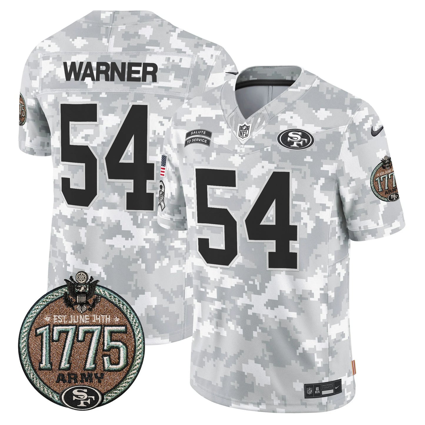 Men's San Francisco 49ers 2024 Salute to Service Establishment Year Patch Vapor Limited Jersey - All Stitched
