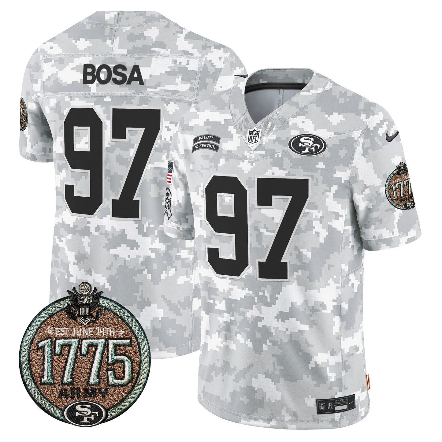 Men's San Francisco 49ers 2024 Salute to Service Establishment Year Patch Vapor Limited Jersey - All Stitched