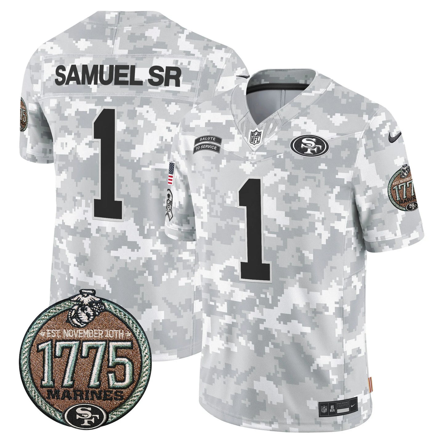Men's San Francisco 49ers 2024 Salute to Service Establishment Year Patch Vapor Limited Jersey - All Stitched