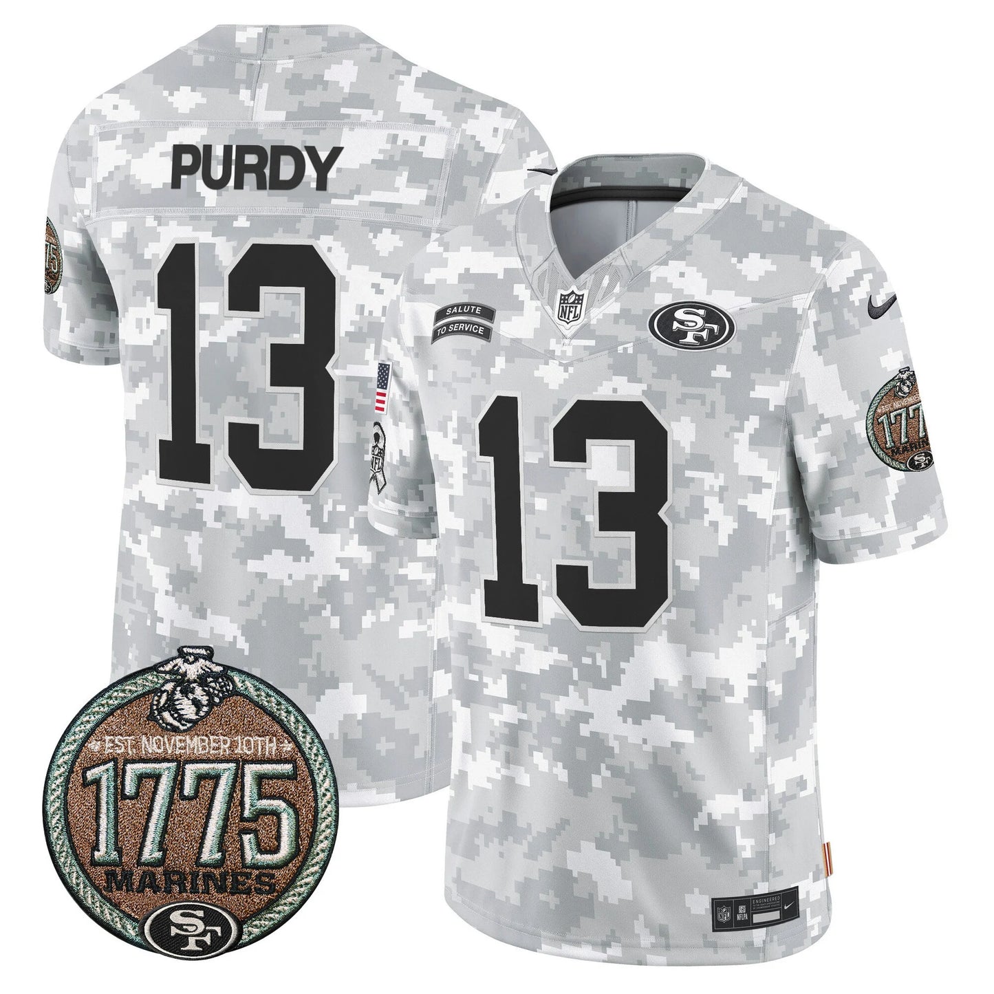 Men's San Francisco 49ers 2024 Salute to Service Establishment Year Patch Vapor Limited Jersey - All Stitched