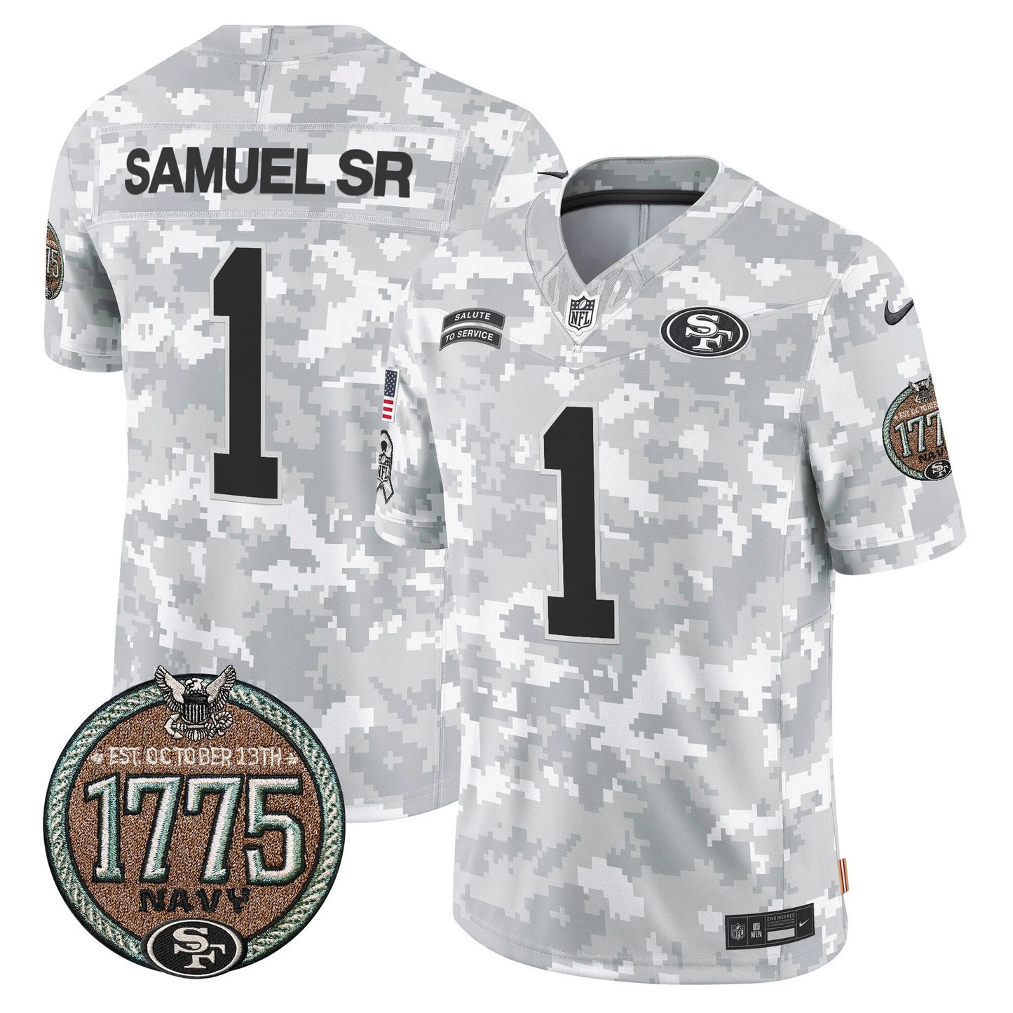 Men's San Francisco 49ers 2024 Salute to Service Establishment Year Patch Vapor Limited Jersey - All Stitched