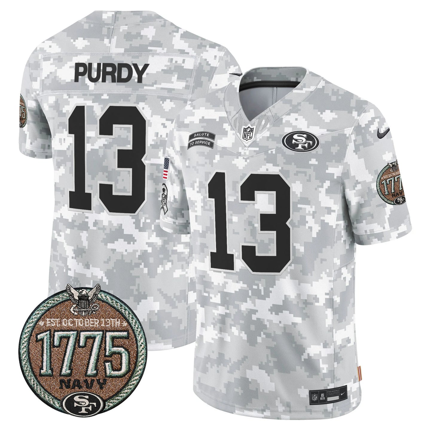 Men's San Francisco 49ers 2024 Salute to Service Establishment Year Patch Vapor Limited Jersey - All Stitched