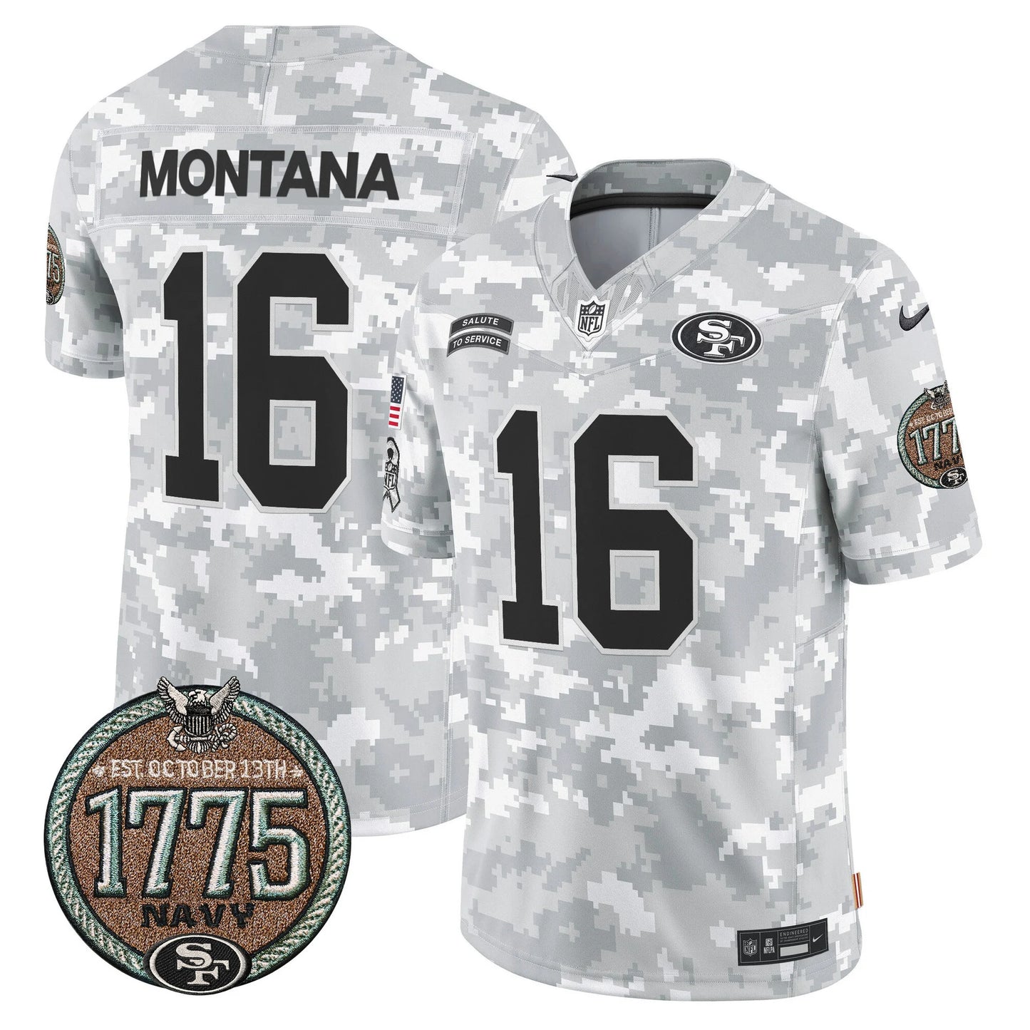 Men's San Francisco 49ers 2024 Salute to Service Establishment Year Patch Vapor Limited Jersey - All Stitched