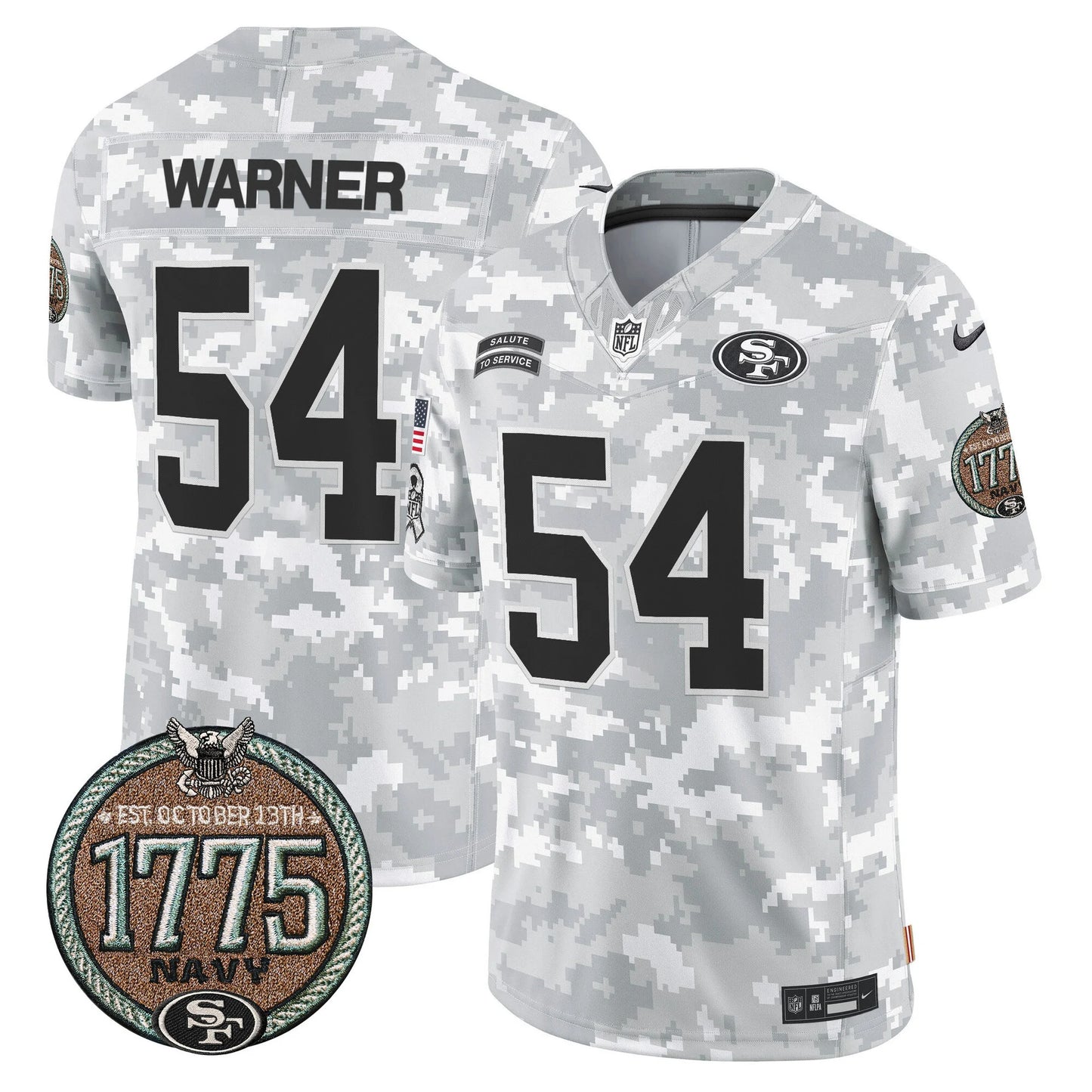 Men's San Francisco 49ers 2024 Salute to Service Establishment Year Patch Vapor Limited Jersey - All Stitched
