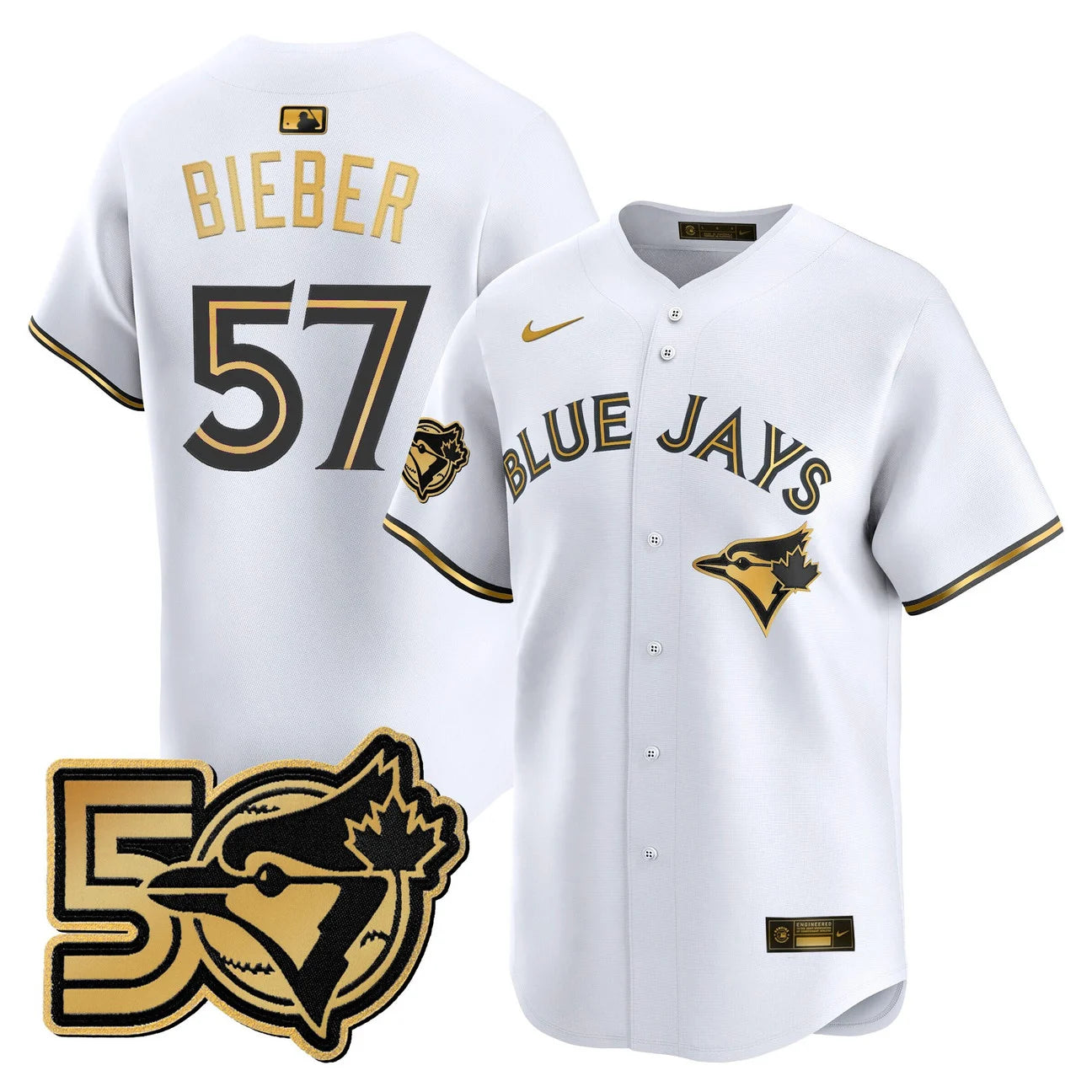 Men's Toronto Blue Jays 50 Seasons Patch Vapor Premier Limited Jersey - All Stitched