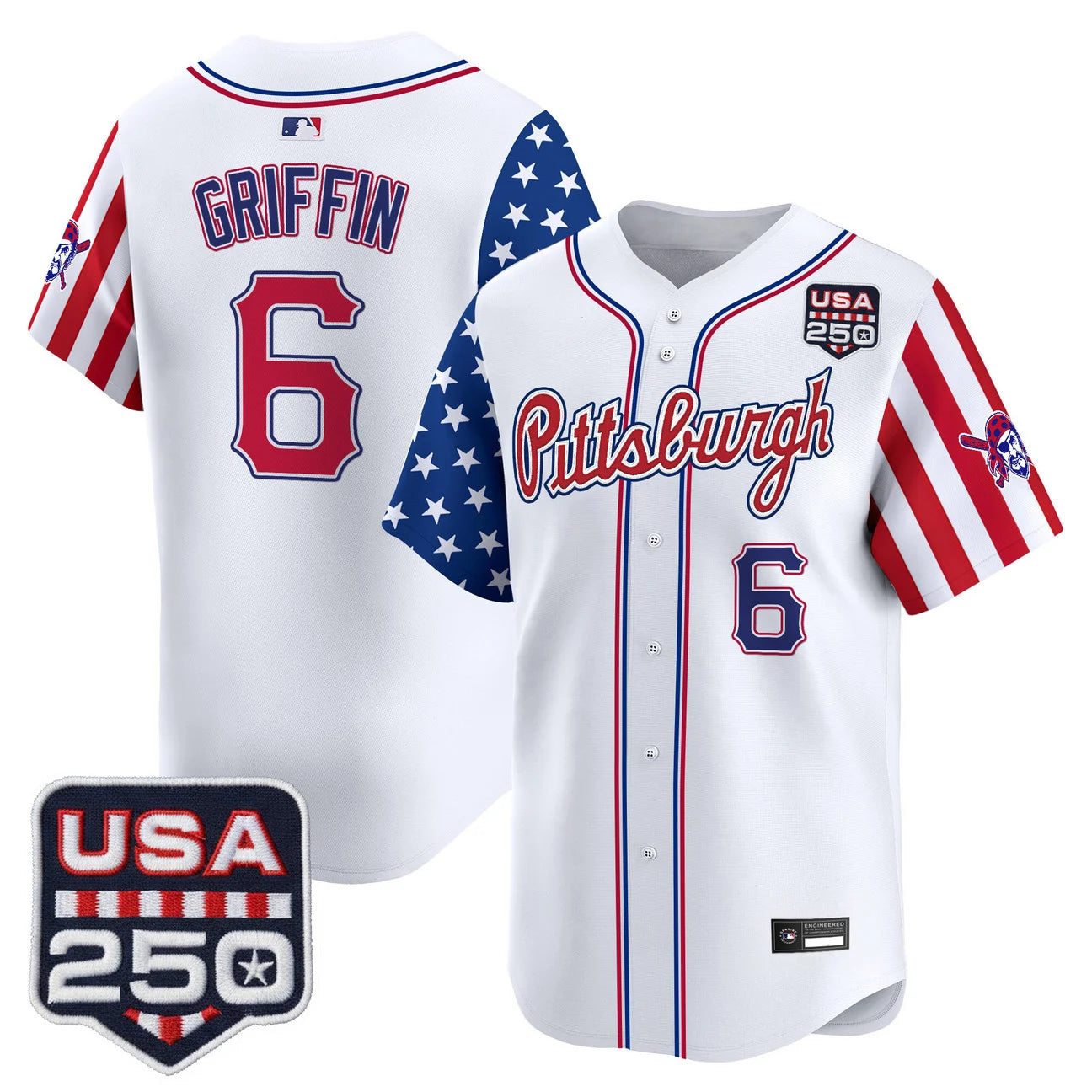 Pittsburgh Pirates "America250 Edition" Vapor Premier Limited Jersey - All Stitched - White