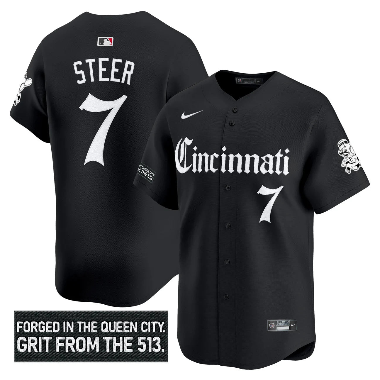 Cincinnati Reds 'Gothic Queen City Edition' Vapor Premier Limited Jersey - All Stitched - Black