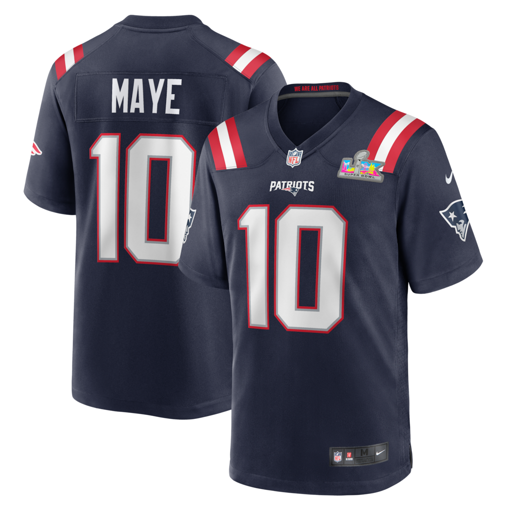 Drake Maye - New England Patriots Super Bowl LX Patch Jersey