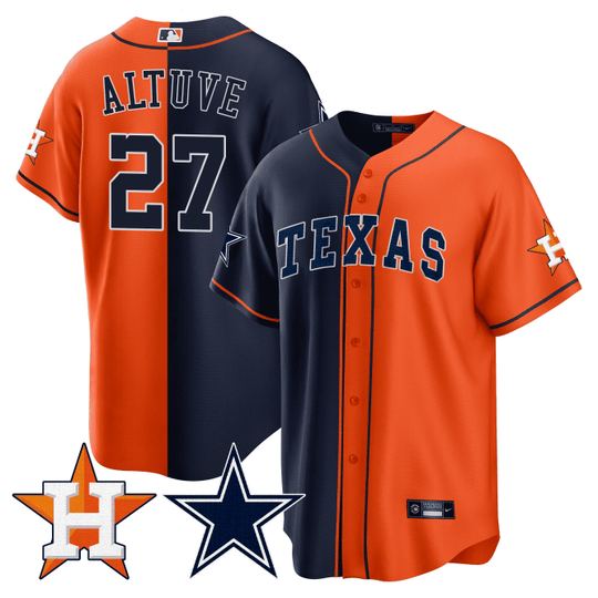 Men's Split Astros - Cowboys Cool Base Jersey - All Stitched