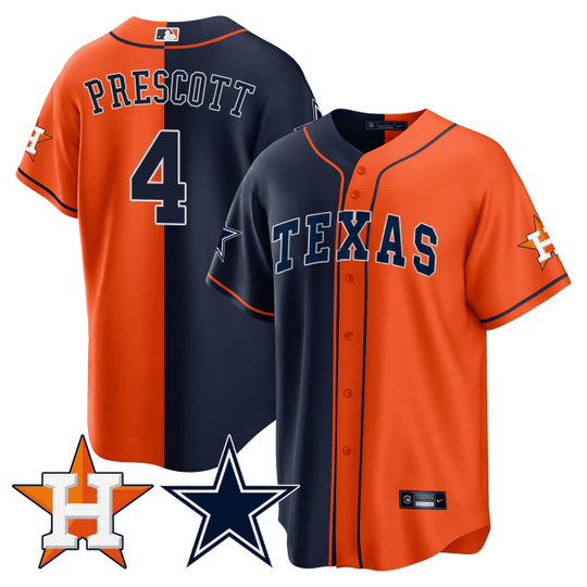 Men's Split Astros - Cowboys Cool Base Jersey - All Stitched